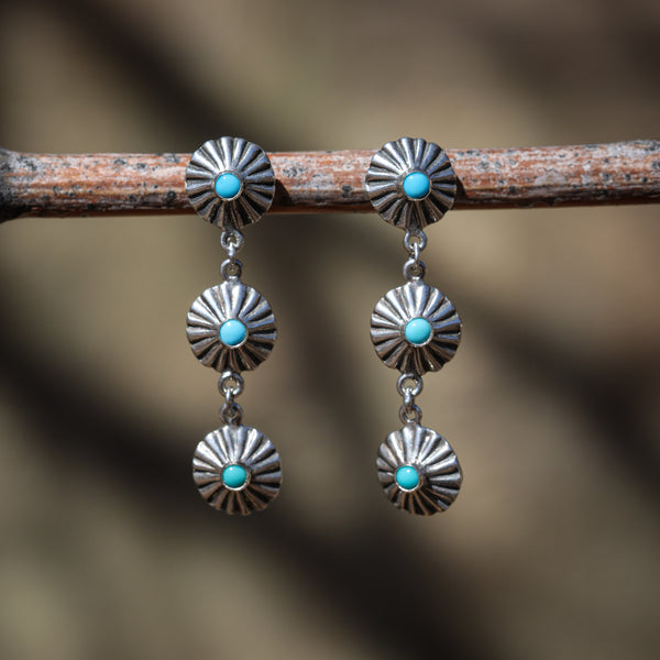 Tres Conchos Post Earrings with Sleeping Beauty Turquoise