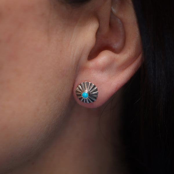 Concho Post Earrings with Sleeping Beauty Turquoise