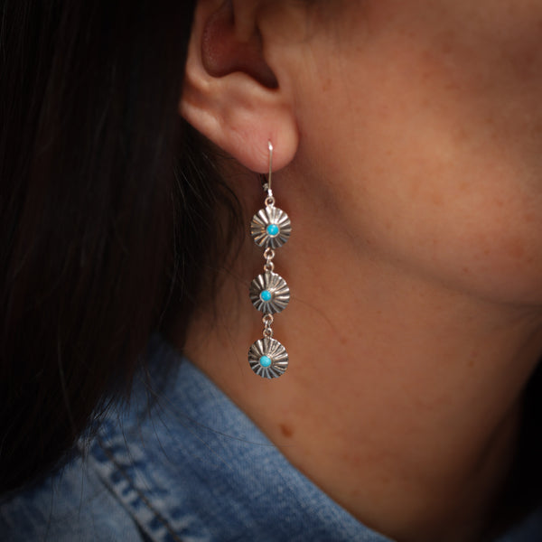 Tres Conchos Earrings with Sleeping Beauty Turquoise