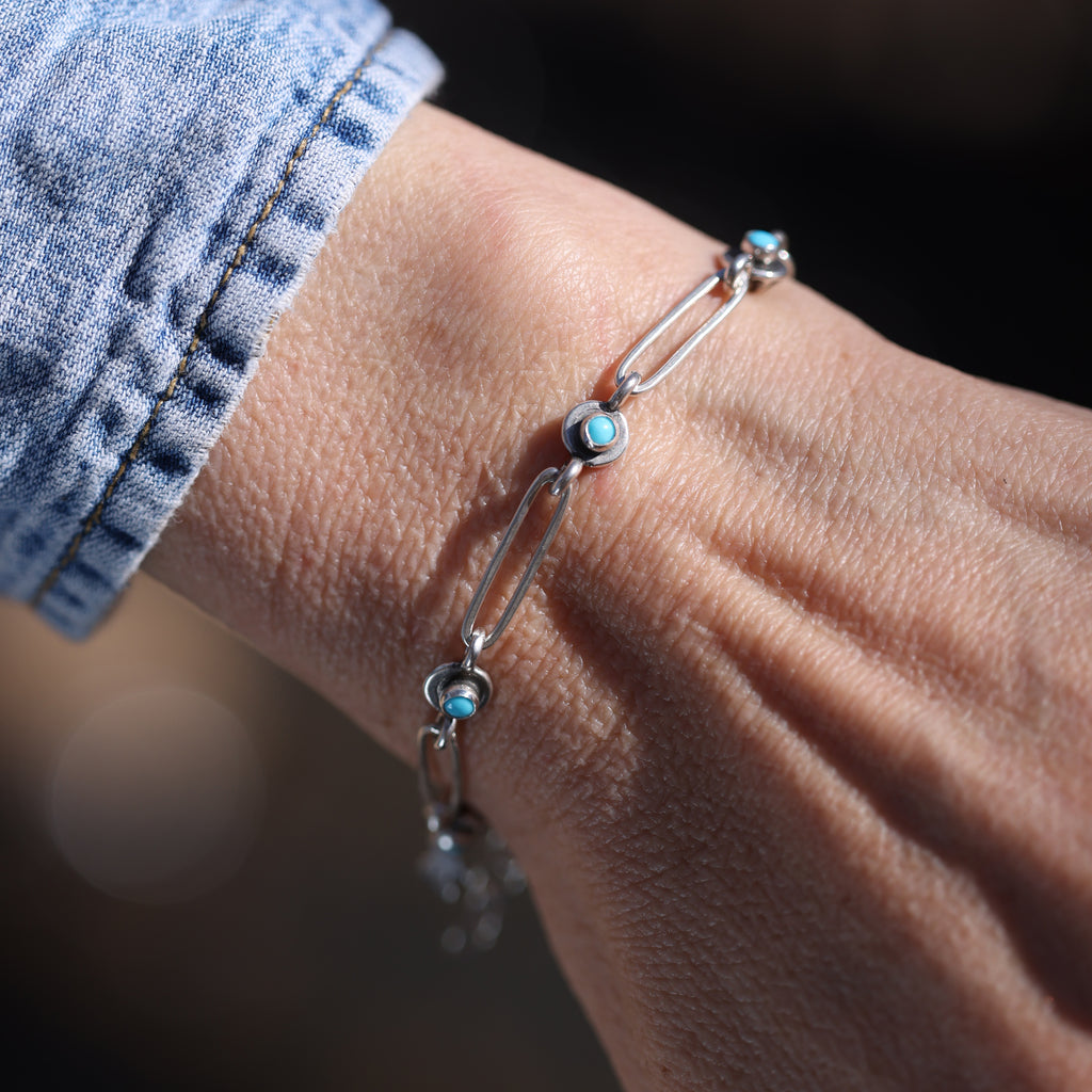 Shot Chain Bracelet with Sleeping Beauty Turquoise