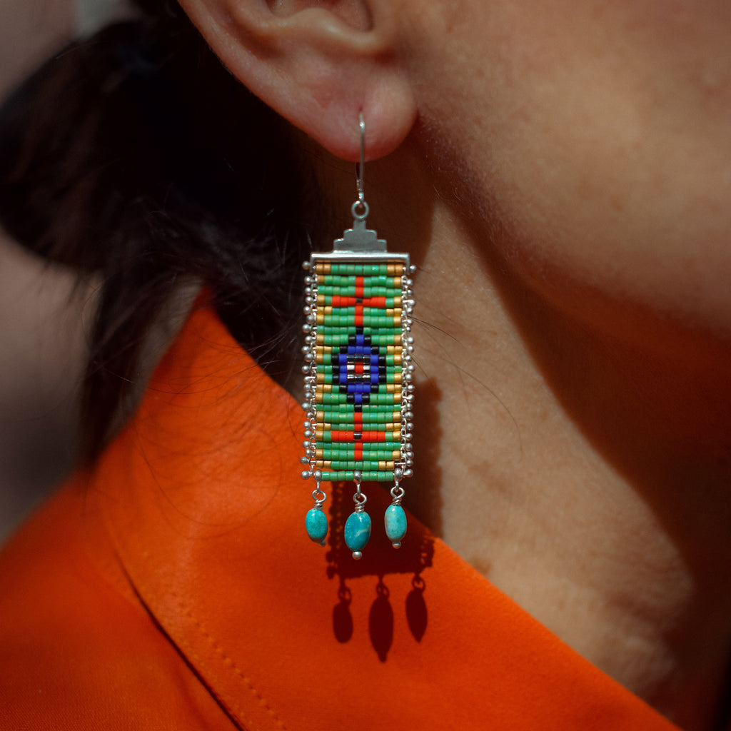 Cruces de Caminos Earrings in green