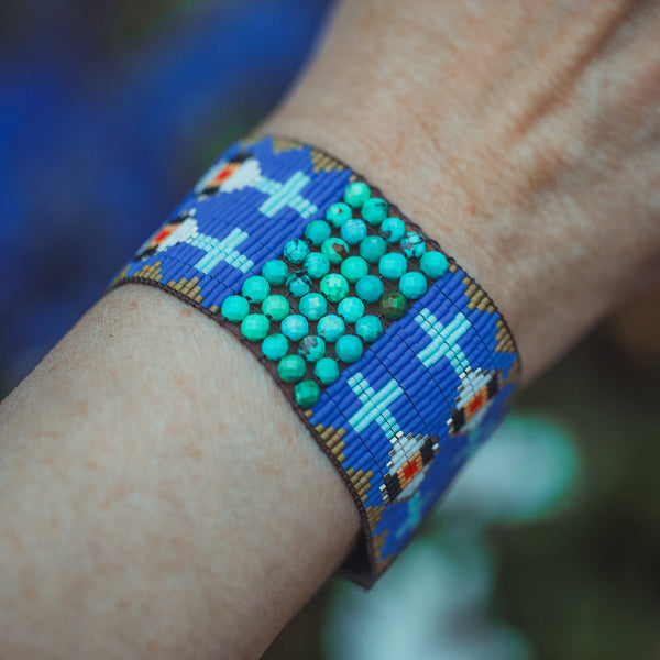 Los Cruces de Caminos Bracelet in blue with turquoise