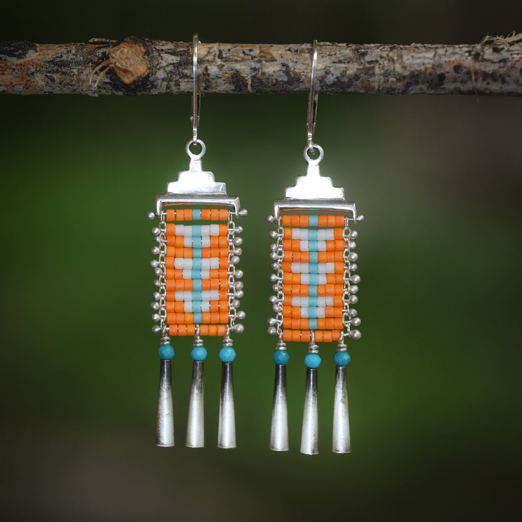 Mandarin Mini Sacred Peak Earrings with Turquoise