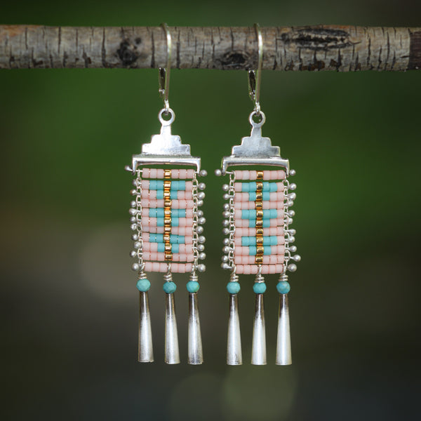 Pink and Turquoise Mini Sacred Peak Earrings