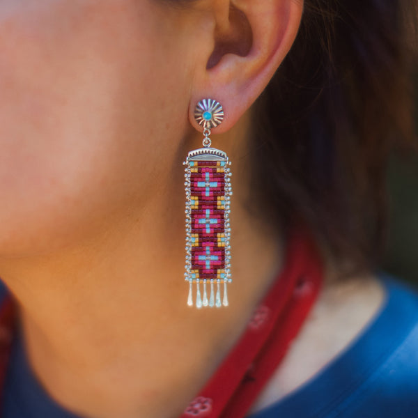 Long Cruces Earrings with Labradorite