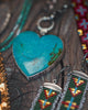 Kingman Turquoise Heart Necklace with Curb Chain