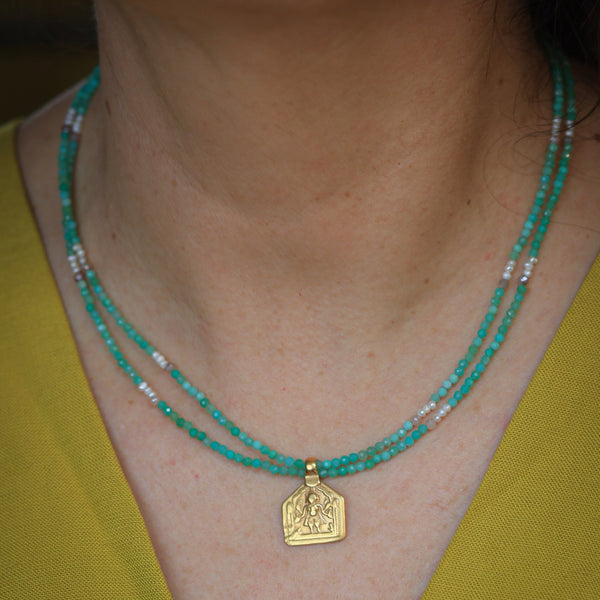 Amulet Necklace in Chrysoprase & 24k Vermeil