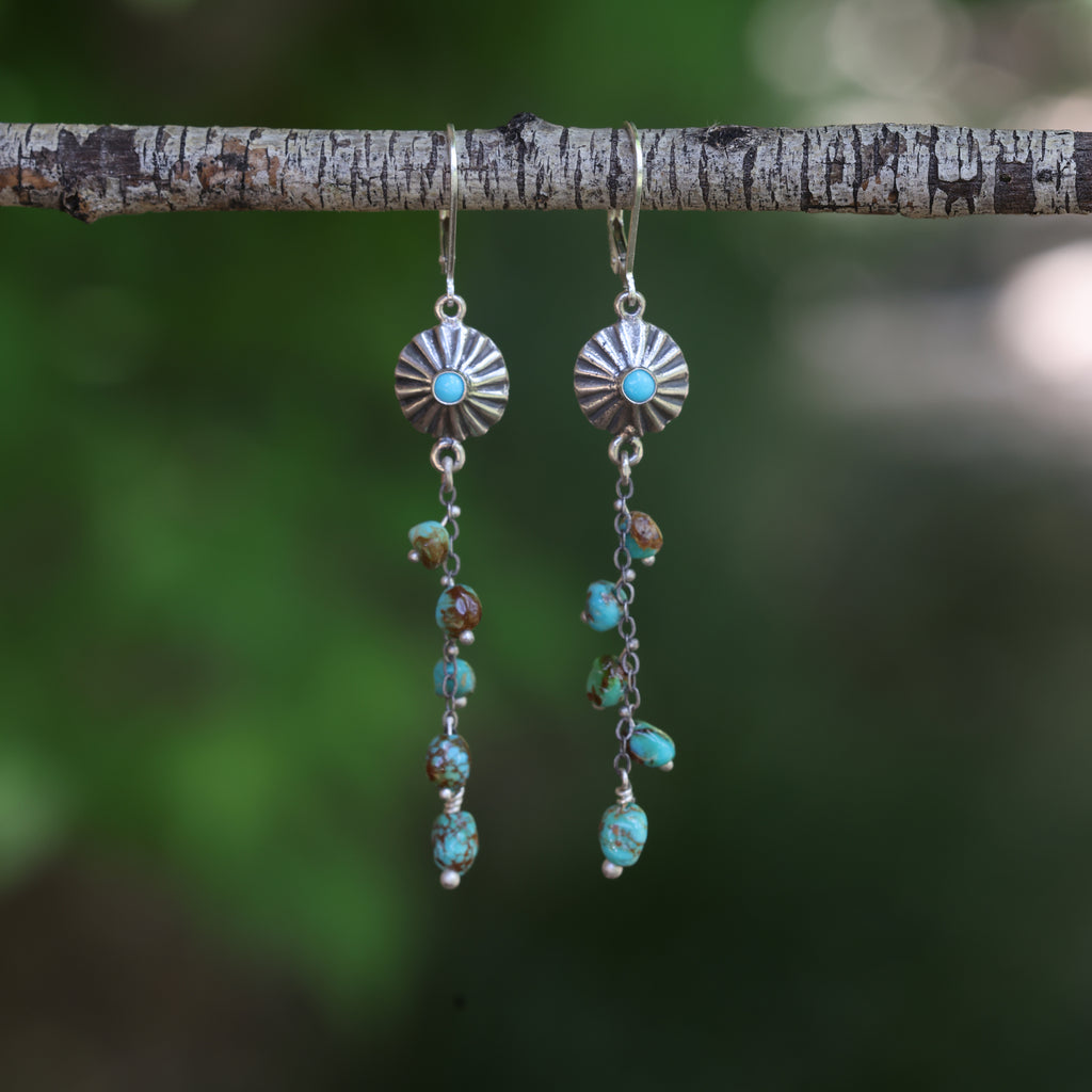 La Semillas Earrings with Kingman Turquoise (post or ear wire)