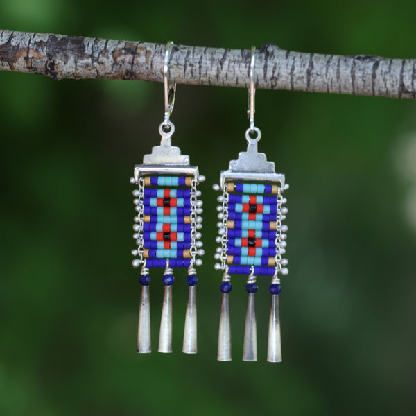 Cobalt Little Cruces Earrings with Turquoise