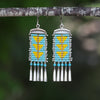 Turquoise and Yellow Sacred Peak Earrings (ear wire or post)