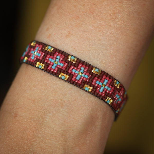Cruces Bracelet in Plum and Turquoise