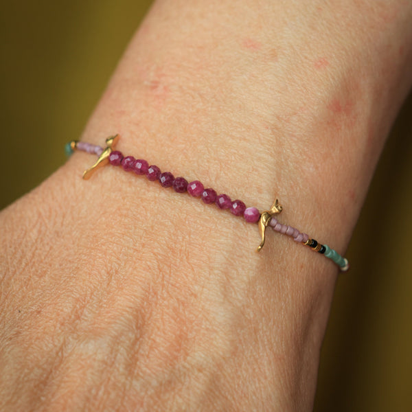 Birds Bracelet with Ruby in 24K Vermeil