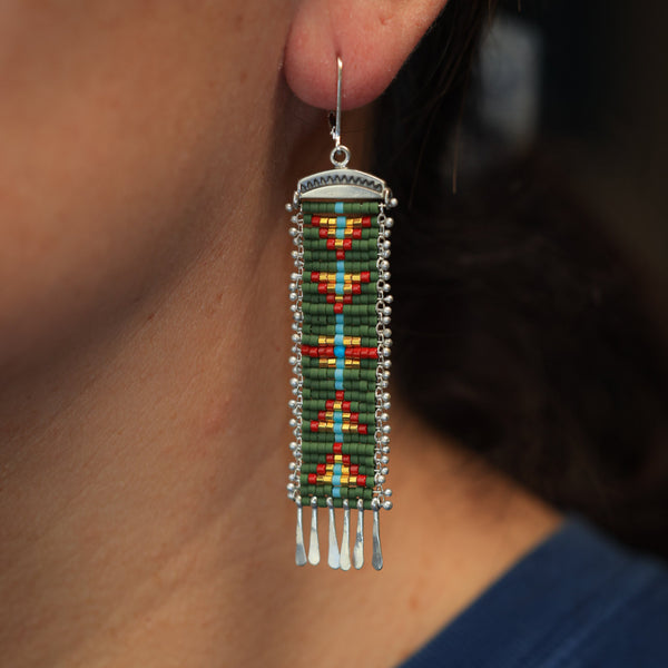 Sacred Valley Earrings in Olive Green