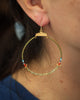 Hoops with Silver Birds and Green Garnet in 24k vermeil