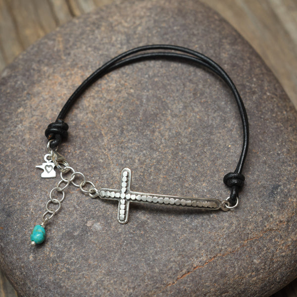 Chapel Road Bracelet with Black Leather