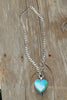 Kingman Turquoise Heart Necklace with Curb Chain