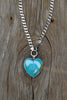 Kingman Turquoise Heart Necklace with Curb Chain