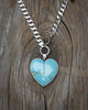 Light Kingman Turquoise Heart Necklace with Curb Chain