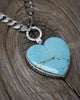 Light Kingman Turquoise Heart Necklace with Curb Chain