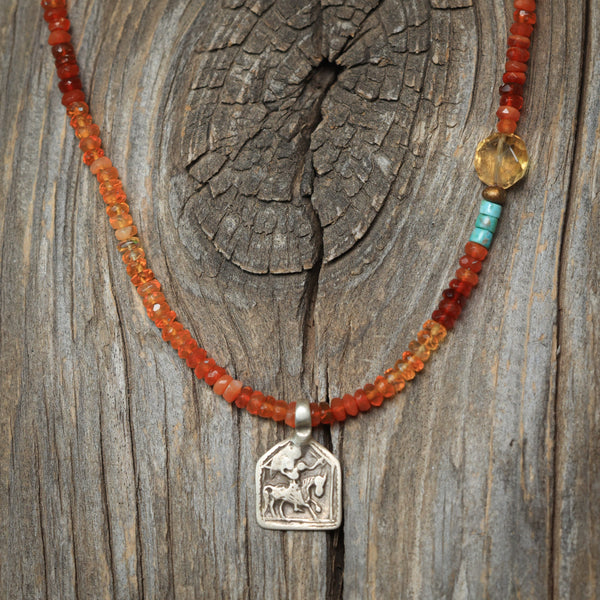 Amulet Necklace in Fire Opal