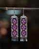 Long Cruces Earrings in Navy Blue Multi