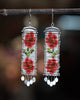 Long Rosas Earrings with Red Roses