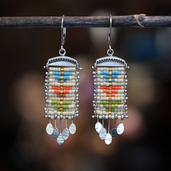 Butter Yellow Multi Sacred Peak Earrings (ear wire or post)