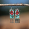 Medium Rosas Earrings in Royal Blue with Turquoise (ear wire or post)