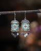 Short Cruces Earrings in Baby Blue & Gold