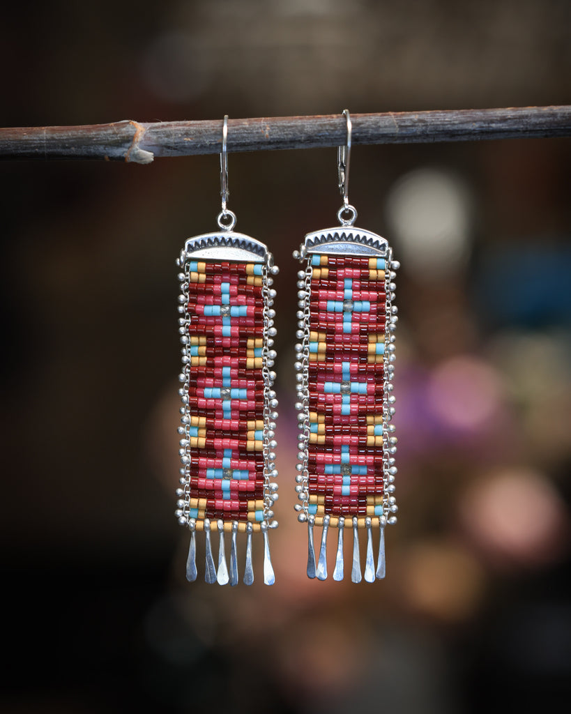Long Cruces Earrings with Labradorite