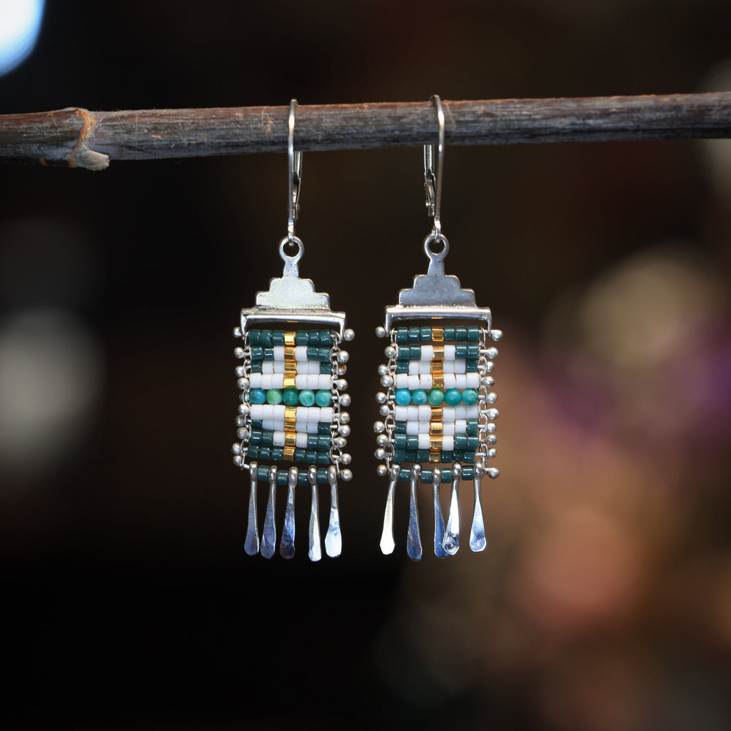 Little Canyon Earrings with Turquoise in Green