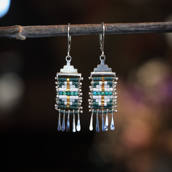 Little Canyon Earrings with Turquoise in Green
