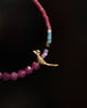 Small Hoops with Silver Birds and Ruby in 24k Gold Vermeil