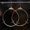 Hoops with Silver Birds and Green Garnet in 24k vermeil