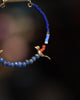 Small Hoops with Silver Birds and Denim Sponge Coral in 24k Gold Vermeil