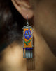 Medium Rosas Earrings in Mandarin with Lapis (ear wire or post)