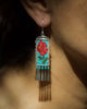 Medium Rosas Earrings in Royal Blue with Turquoise (ear wire or post)