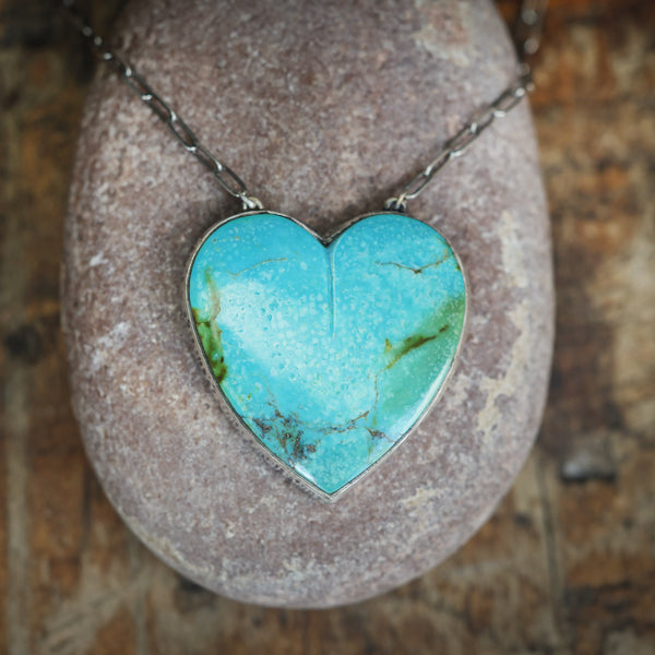 Kingman Turquoise Heart Necklace #1 (large)