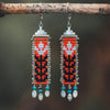 Thin Flora Earrings in Luster Orange with Turquoise