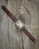 Stamped Horse Tack Bracelet with a Rectangle Royston Ribbon Turquoise