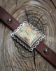Stamped Horse Tack Bracelet with a Rectangle Royston Ribbon Turquoise