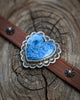 Stamped Horse Tack Bracelet with a Kingman Turquoise Heart