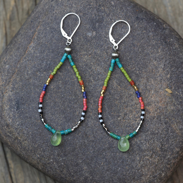 Seed Bead Earrings with Prehnite