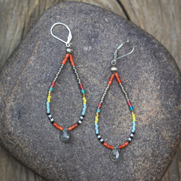 Seed Bead Earrings with Labradorite