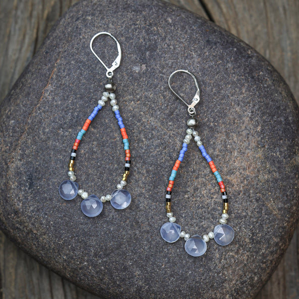 Seed Bead Earrings with Chalcedony