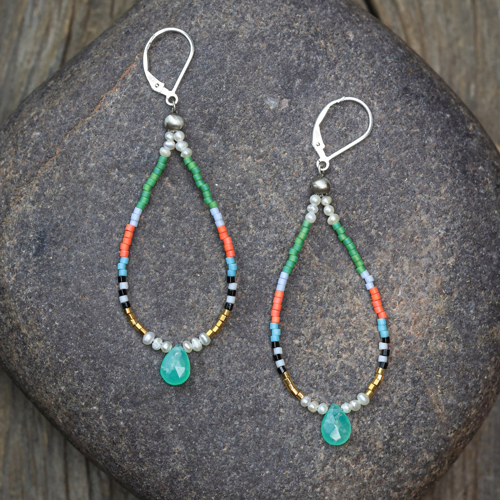 Seed Bead Earrings with Chrysoprase