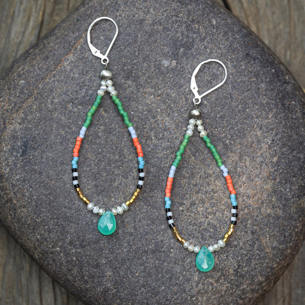 Seed Bead Earrings with Chrysoprase