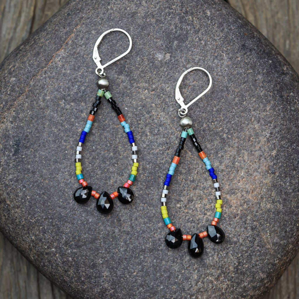 Seed Bead Earrings with Spinel