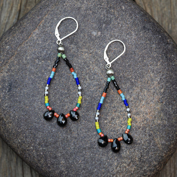 Seed Bead Earrings with Spinel