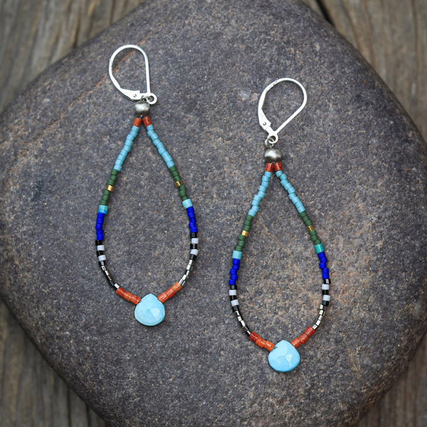Seed Bead Earrings with Turquoise